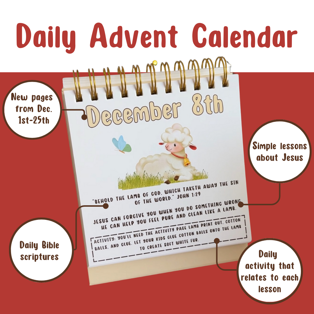 25-Day Advent Calendar, Jesus Plush Doll, & 1 Set Activity Pages Pack
