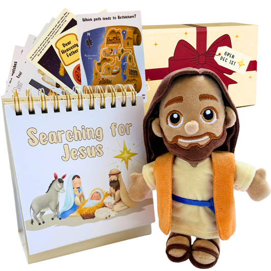 25-Day Advent Calendar, Jesus Plush Doll, & 1 Set Activity Pages Pack